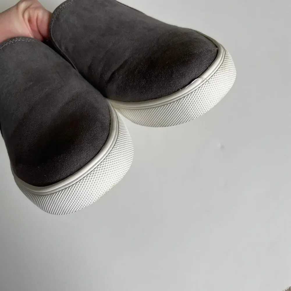 Steve Madden Grey Faux Suede Fleece Lined Slip On Zima Sneaker